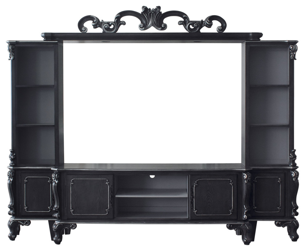 House Delphine Entertaiment Center  Charcoal Finish   Victorian   Entertainment Centers And Tv Stands   by Acme Furniture  Houzz