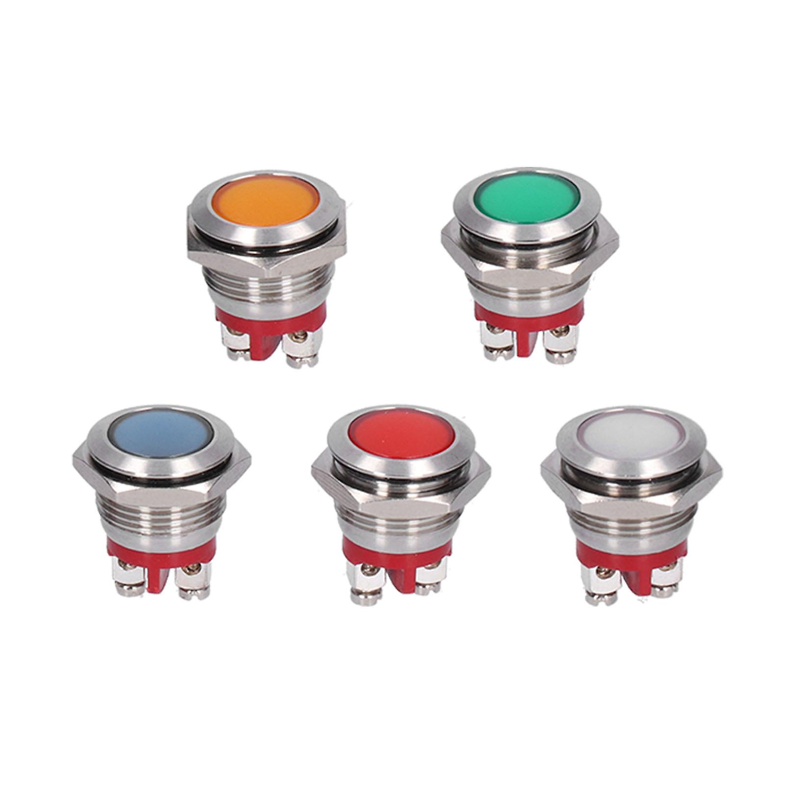 5 Pcs Metal Signal Indicator Convenient Connection Strong Conductivity Pilot Dash Light For Stop Lamp