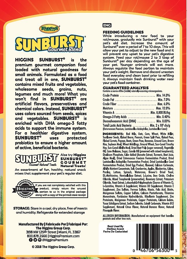 Higgins Sunburst Gourmet Blend Rat and Mouse Food