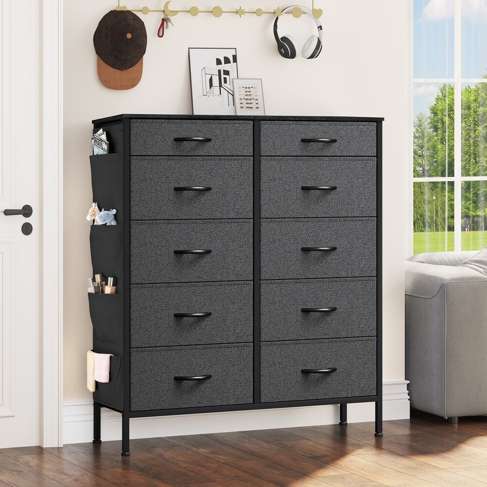 Modern 10 Drawer Dresser Fabric Storage Tower