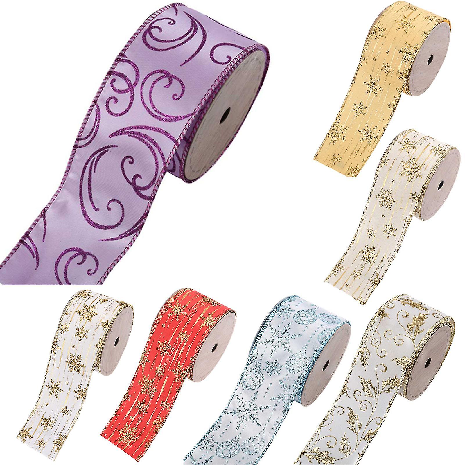 1 Roll Lightweight Ribbon Comfortable Polyester Decorative Christmas Diy Glitter Ribbon For Home