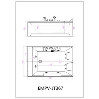 Empava 72 in. 177 Gal. Acrylic Left Drain Rectangular Alcove Whirlpool Lighted Bathtub in White with Tub Filler EPV-72JT367LED