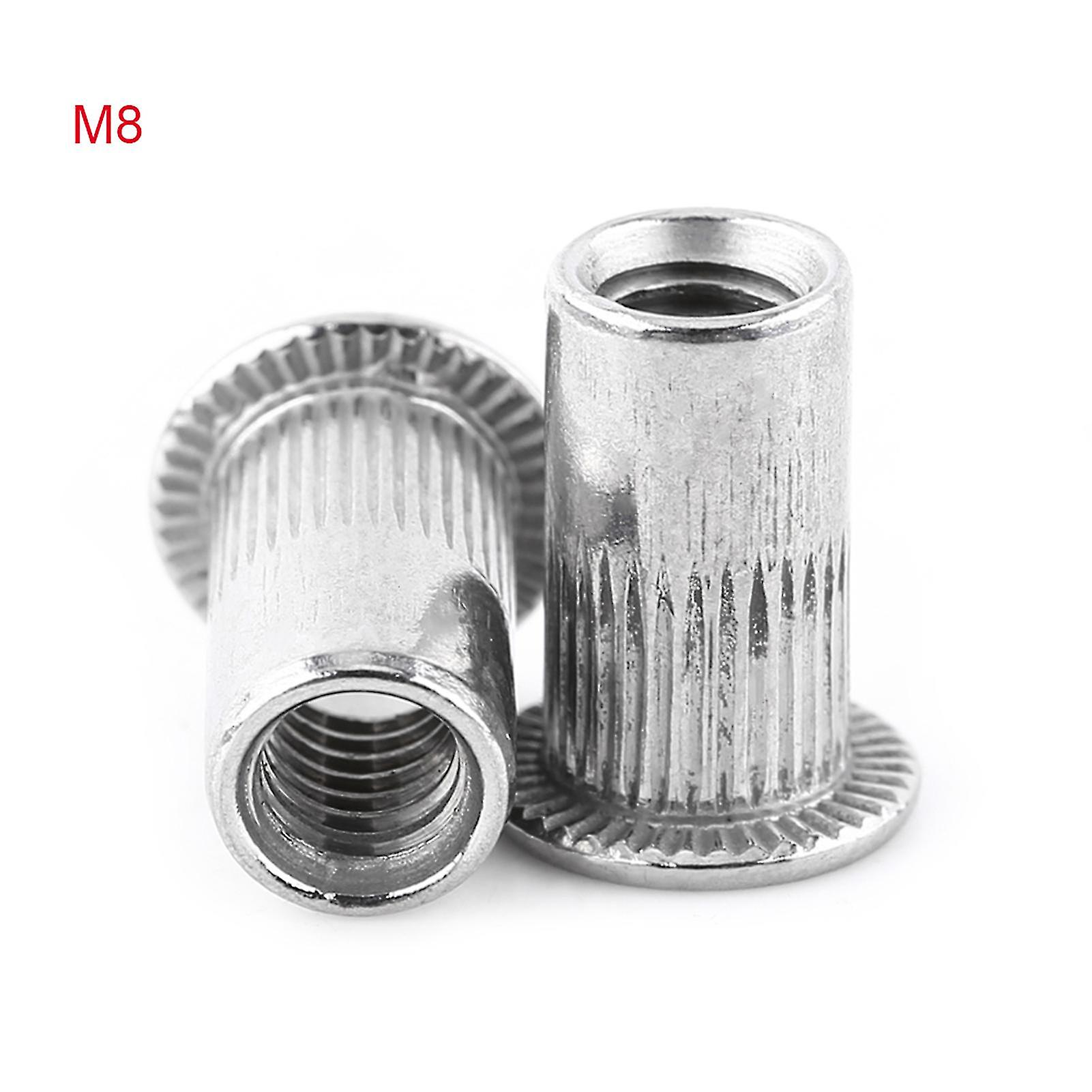 M3-M8 Flat Head Threaded Blind Rivet Nut Insert Nutsert Screw Stainless Steel(M8)