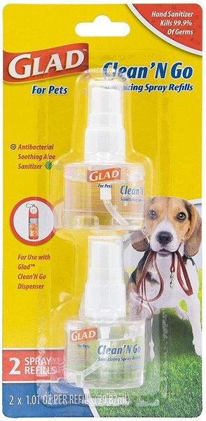 Glad For Pets Dog Poop Bag Dispenser Sanitizing Spray Refills， 2 count