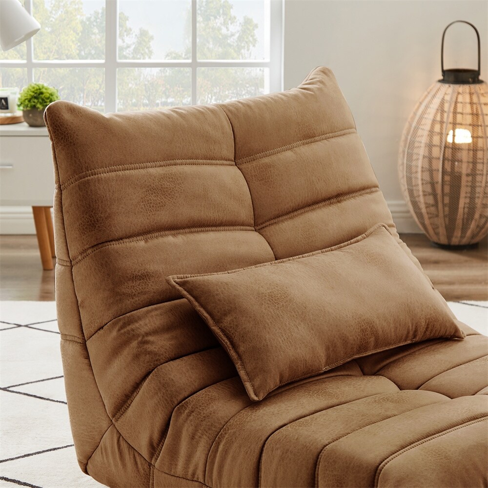 Soft Suede Lounge Chair Lazy Floor Sofa Accent Bean Bag Couch for Living Room Chair