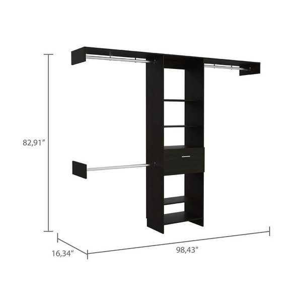 Distinctive Design 1-Drawer 5-Shelf Closet System for Living Room， Extra Space， Easy Assemble， Living Room， Bedroom - - 37928503