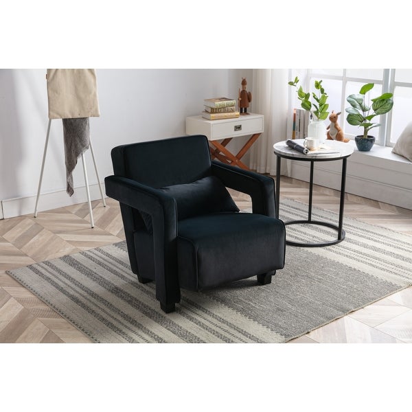 Velvet Open Back Upholstered Armchair with Pillow