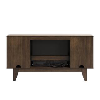 SCOTT LIVING ROSALIE 65 in. Freestanding Media Console Wooden Electric Fireplace in Warm Brown Birch HDSLFP65W-4A