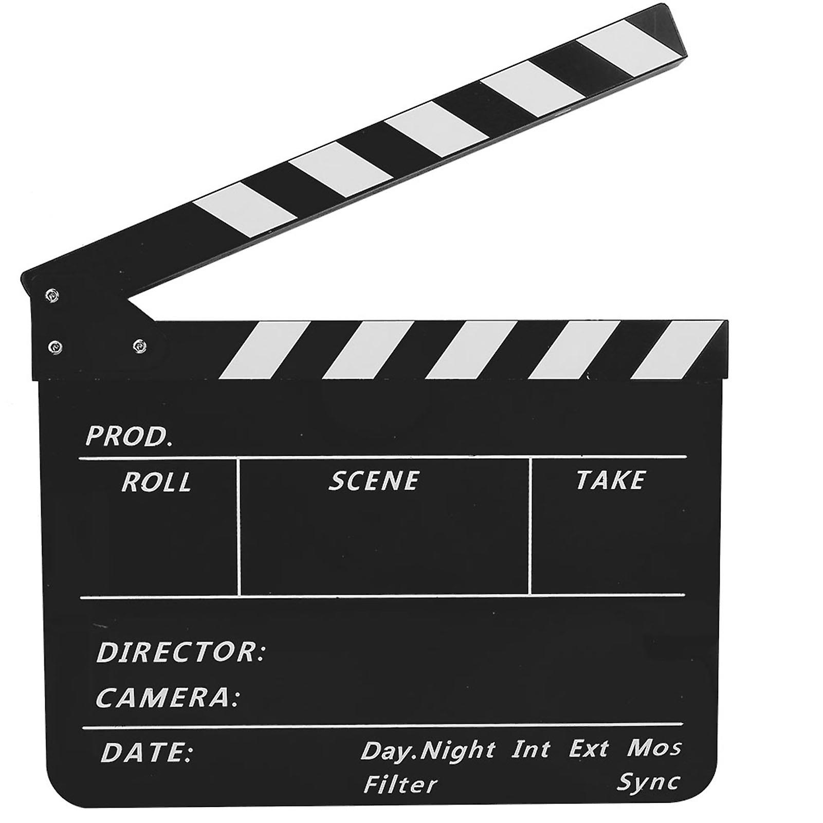 Acrylic Director Scene Clapperboard Tv Movie Action Board Film Cut Prop With Pen (black/white)