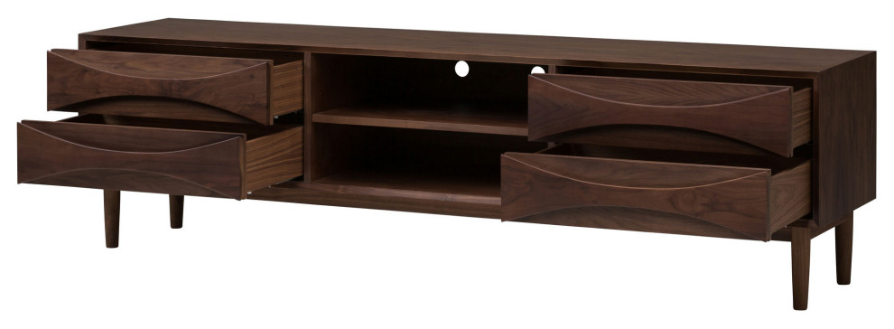 Adele Walnut Wood Media Unit Cabinet   Midcentury   Entertainment Centers And Tv Stands   by HedgeApple  Houzz