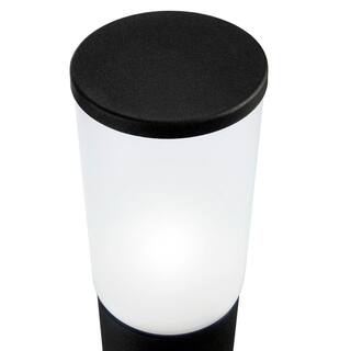 Hampton Bay Hartford Smart Low Voltage Millennium Black LED Bollard Light with Frosted Glass Shade Powered by Hubspace KIF1801LX-01