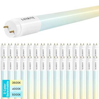 LUXRITE 12-Watt 3 ft. Linear T8 LED Tube Light Bulb 3 Color Selectable Single and Double End Powered 1560 Lumens F25T8 (30-Pack) LR34233-30PK