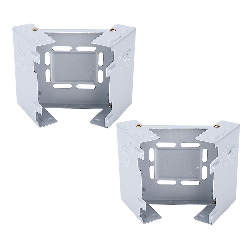 2 Pcs Outdoor Portable Spirit Stove Folding Travel Stove Barbecue Stovesilver