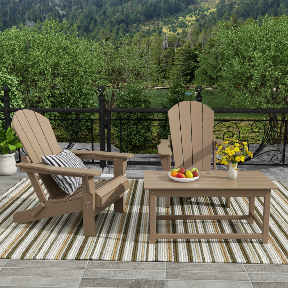 WestinTrends 3PC Outdoor Patio Adirondack Chairs w/Coffee Table Set  Bistro Set   Transitional   Outdoor Pub And Bistro Sets   by WestinTrends  Houzz