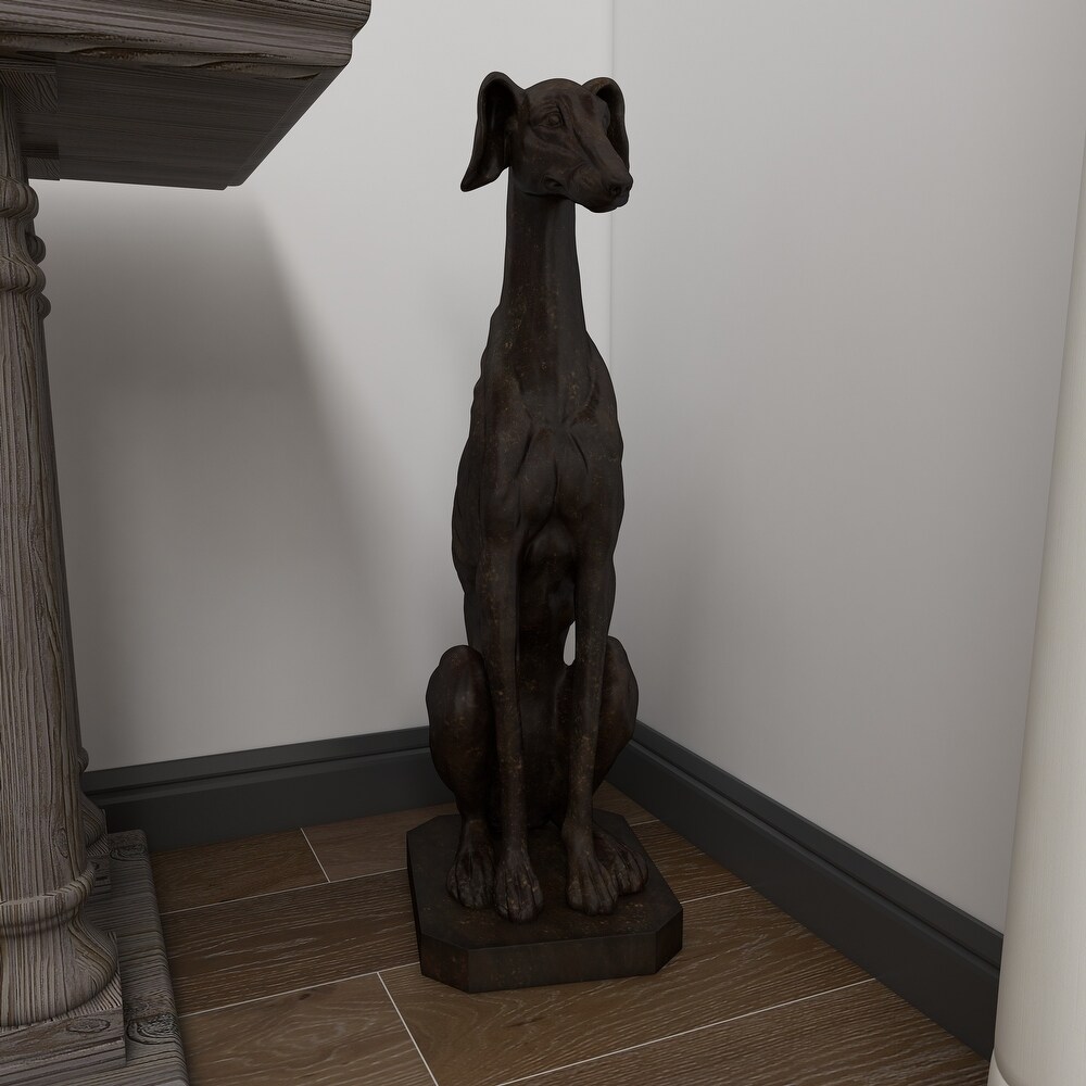 Brown Polystone Dog Sculpture   12 x 10 x 31