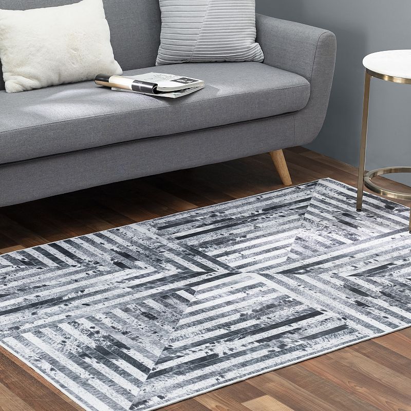 Walk on Me Faux Cowhide Digital Printed Patchwork Caught in the Crosshairs Indoor Area Rug