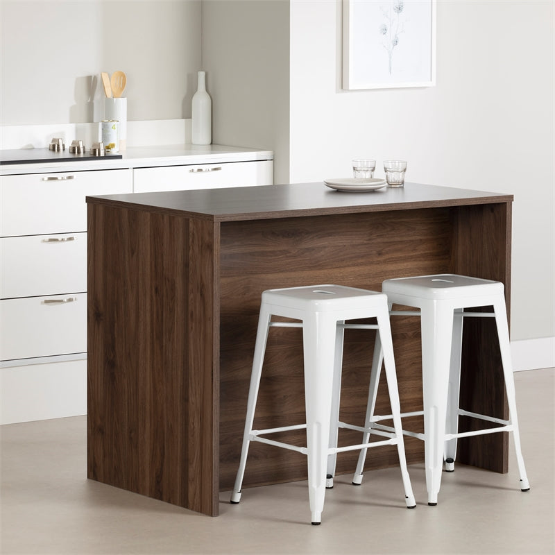 Myro Kitchen Island Natural Walnut and White