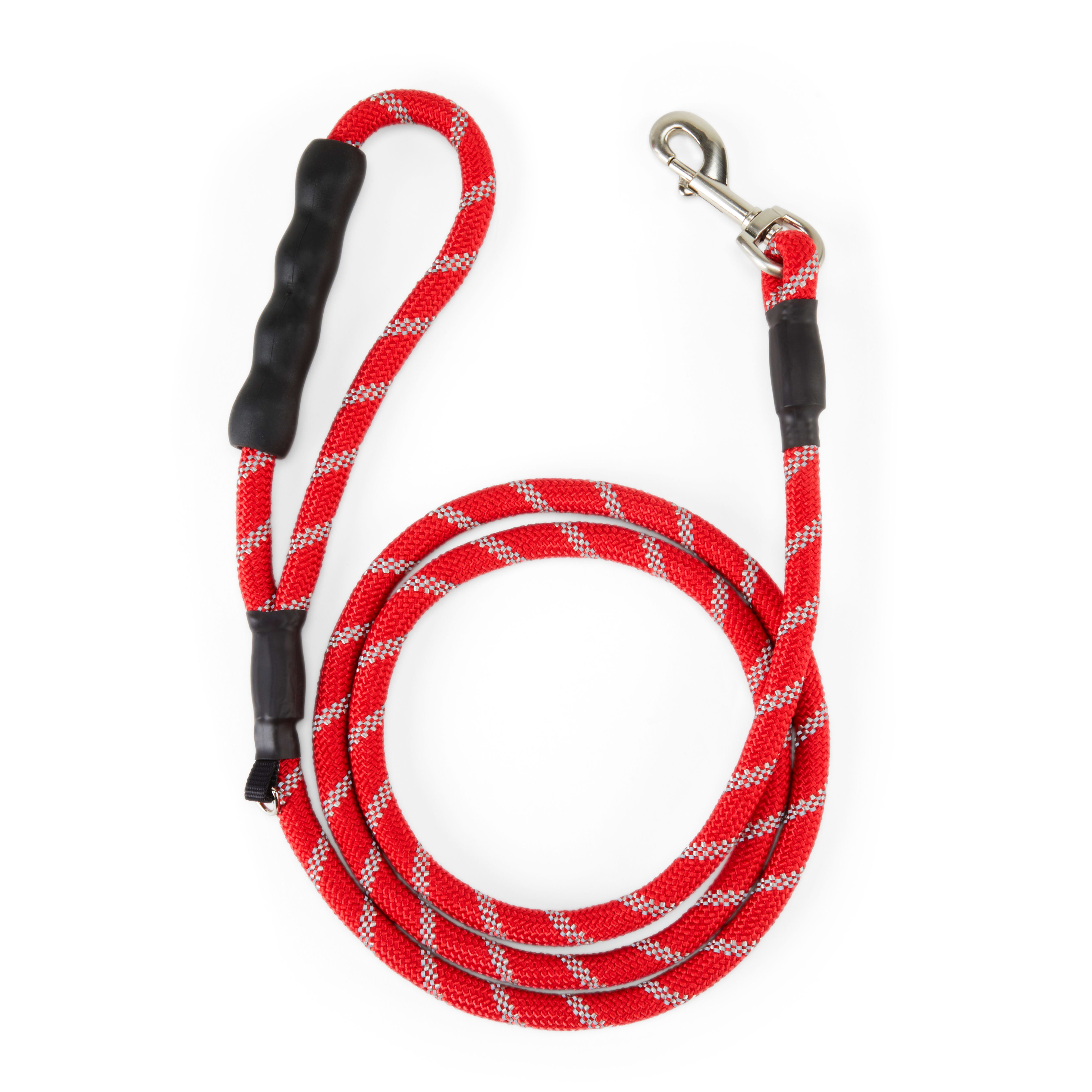 YOULY Reflective Braided Rope Dog Leash in Red， 6 ft.