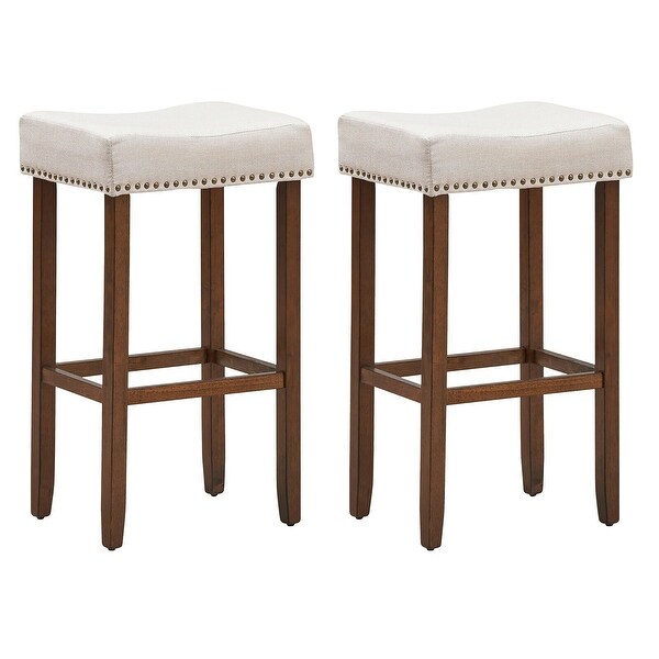 2 PCS Saddle Stools Counter Height Backless Stools with Padded Seat