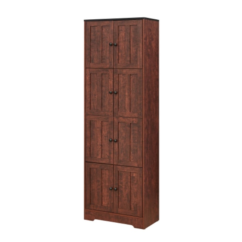 4 Shelves storage cabinet Walnut wall storage MDF pantry cabinet