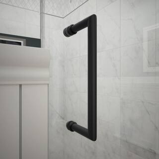 DreamLine Unidoor Toulon 46 in. to 46-12 in. W x 72 in. H Frameless Hinged Shower Door in Satin Black SHDR-2446720-89