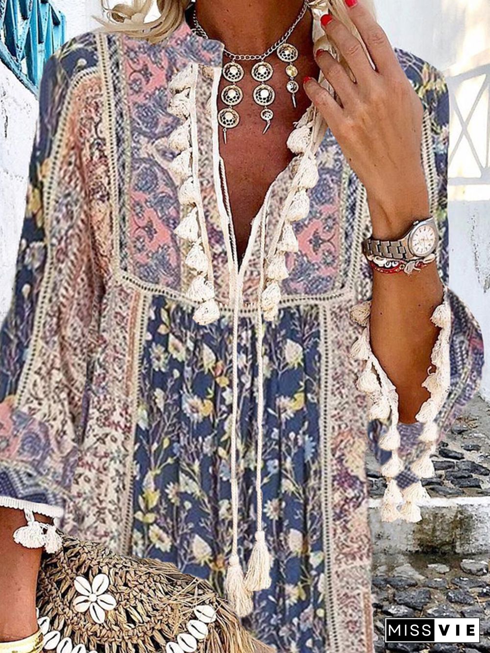 Plus size Boho Floral Vacation Dress