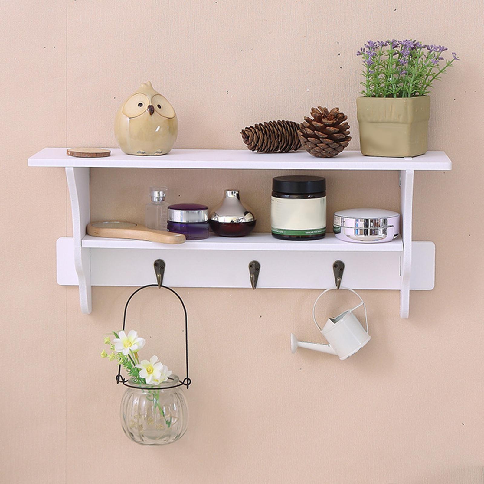 Wall Hooks with Shelf Coat Hooks Coat Rack Hanging Shelf for Home Bathroom Decor