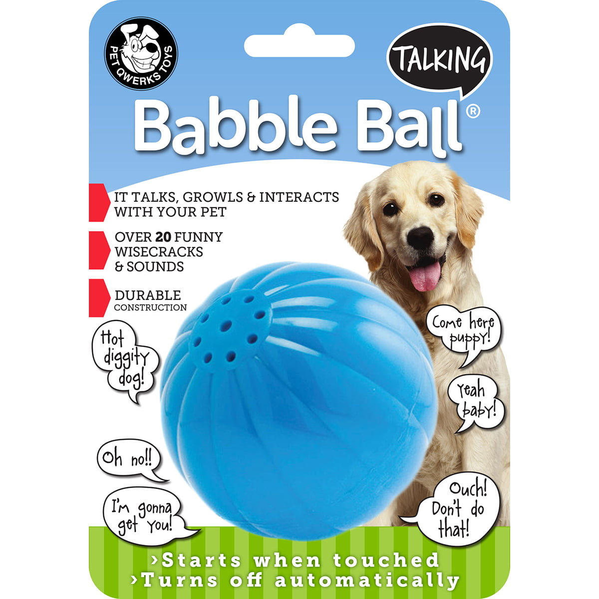 Pet Qwerks Talking Babble Ball Dog Toy， Large