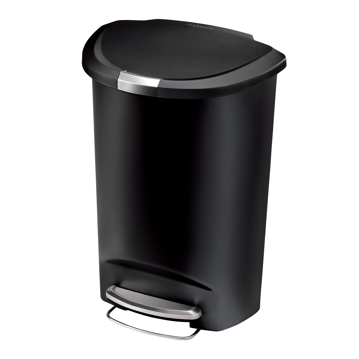 simplehuman Black 13 gal SemiRound Plastic Step Trash Can