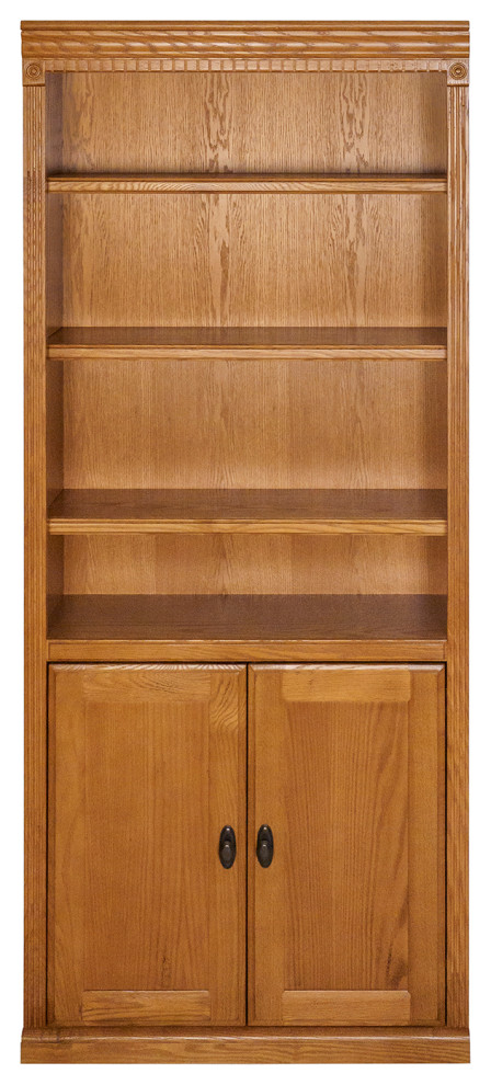 Huntington Oxford Wood Bookcase With Doors   Traditional   Bookcases   by Homesquare  Houzz