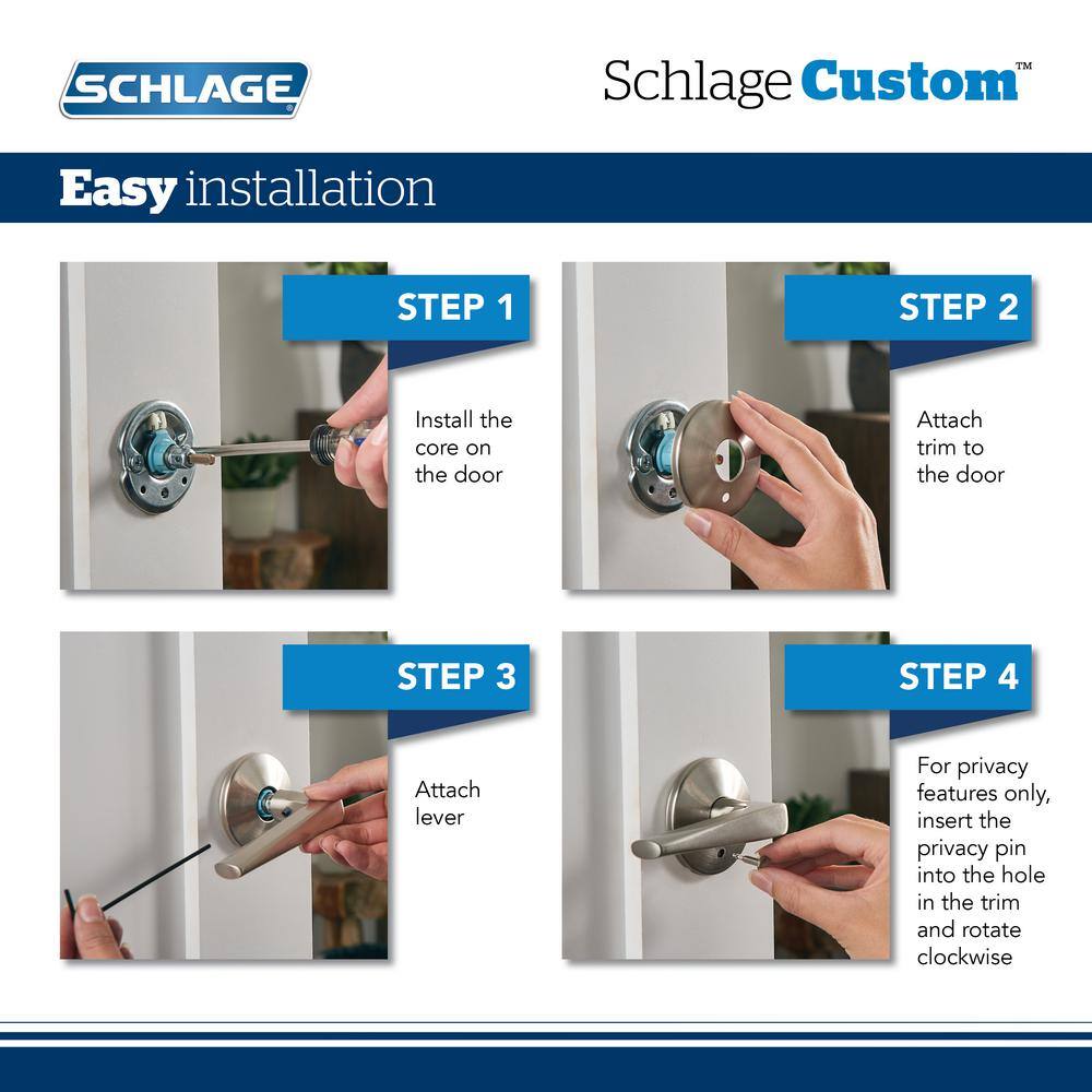 Schlage Custom Latitude Matte Black Dummy Door Handle with Kinsler Trim (2-Pack) FC172 LAT 622 KIN