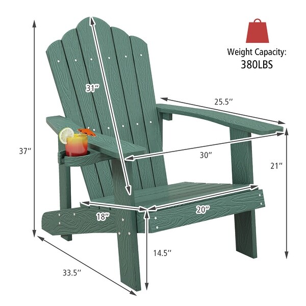 Gymax Patio HIPS Outdoor Weather Resistant Slatted Chair Adirondack