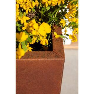 Veradek Rust Corten Cube Medium Steel Metal Square Planter CUVMEDCS