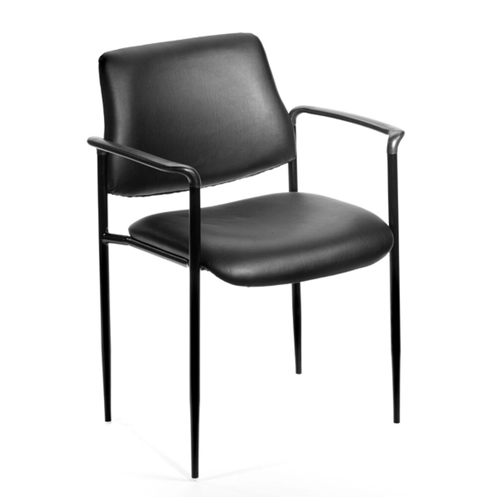 Boss Square Back Diamond Stacking Chair with Arm in Black Caressoft