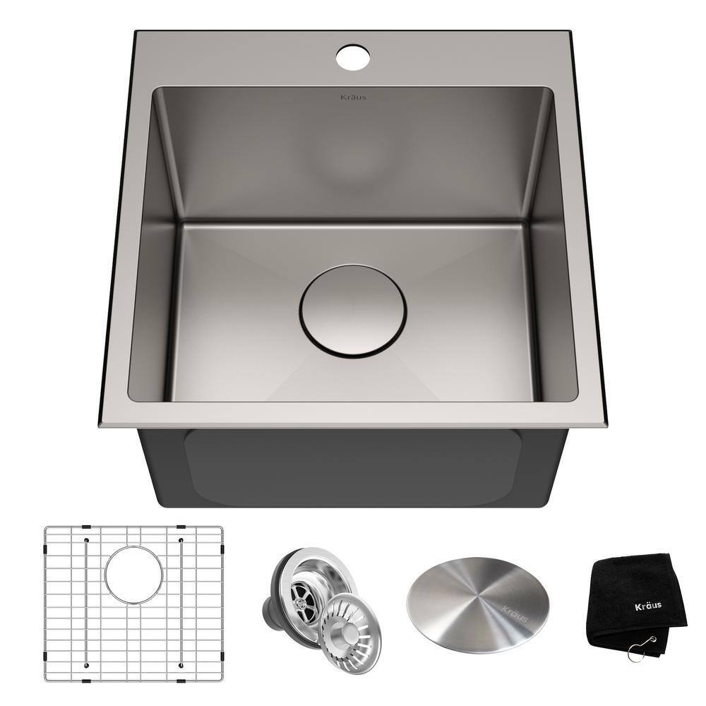 KRAUS Standart PRO Drop-In Stainless Steel 18 in. 1-Hole Single Bowl Kitchen Sink KHT301-18