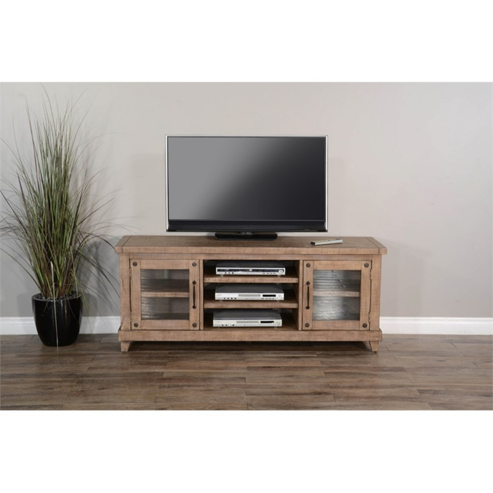 Sunny Designs Vivian 64 quotTraditional Mahogany Media Console in Raisin/Brown   Rustic   Entertainment Centers And Tv Stands   by Homesquare  Houzz