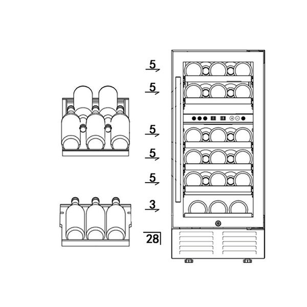 Wine Cooler Refrigerators 28 Bottle Fast Cooling Wine Fridge， Digital