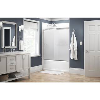 Delta Simplicity 60 in. x 58-18 in. Semi-Frameless Traditional Sliding Bathtub Door in Chrome with Frosted Glass 2435503