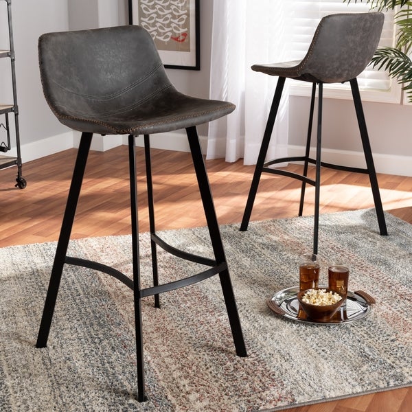 Carbon Loft Abbas Rustic Industrial Upholstered 2-piece Bar Stool Set