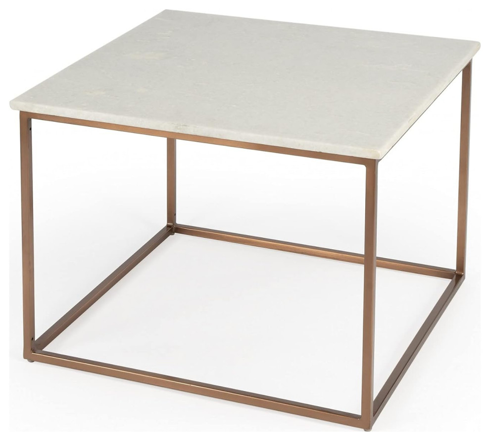 Contemporary Coffee Table  Open Bronze Metal Frame With Square White Marble Top   Contemporary   Coffee Tables   by Decor Love  Houzz