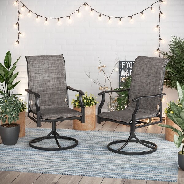 MAISON ARTS Patio Dining Set 9/7 Pieces Outdoor Metal Furniture Set，8/6 C Spring Motion Chairs and 1 Expandable Table