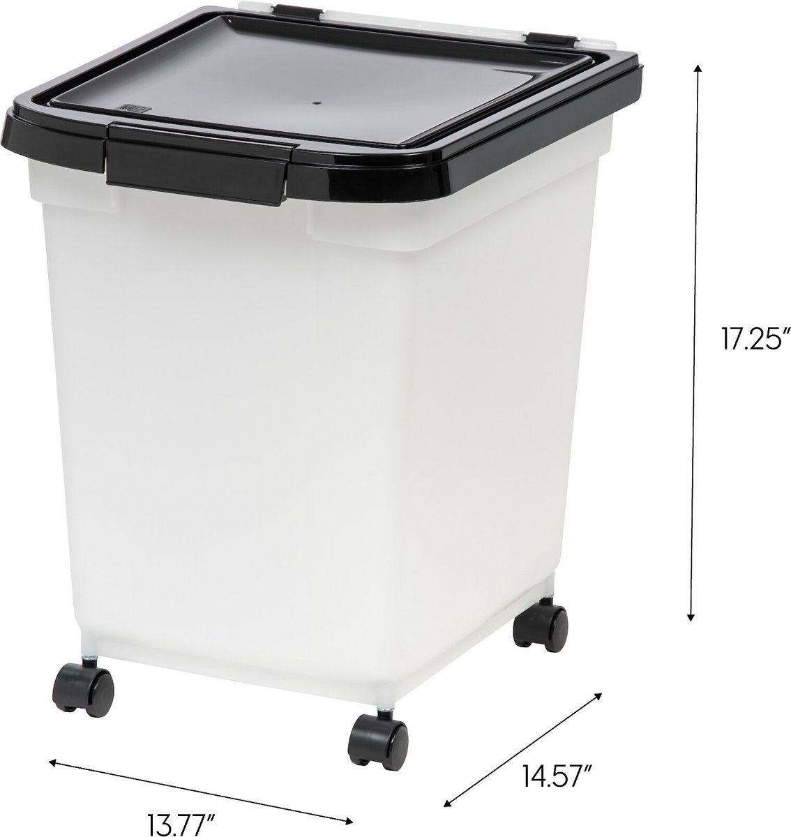 IRIS USA WeatherPro Airtight Dog， Cat， Bird and Other Pet Food Storage Bin Container w/Attachable Casters