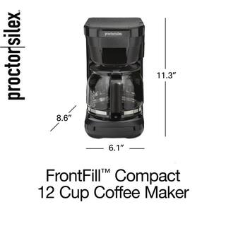 Proctor Silex 12-Cup Black Front Fill Compact Drip Coffee Maker 43680PS