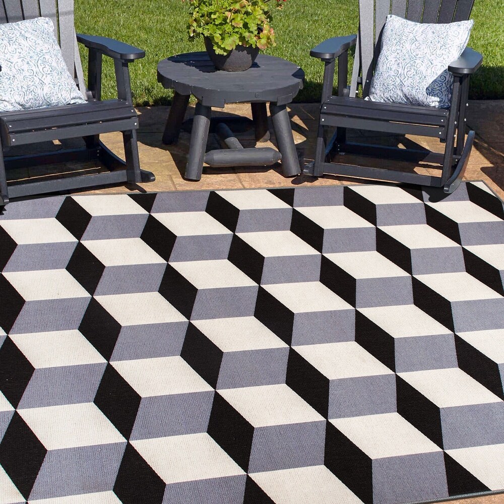 Contemporary Geometric Flatweave Indoor/Outdoor Area Rug