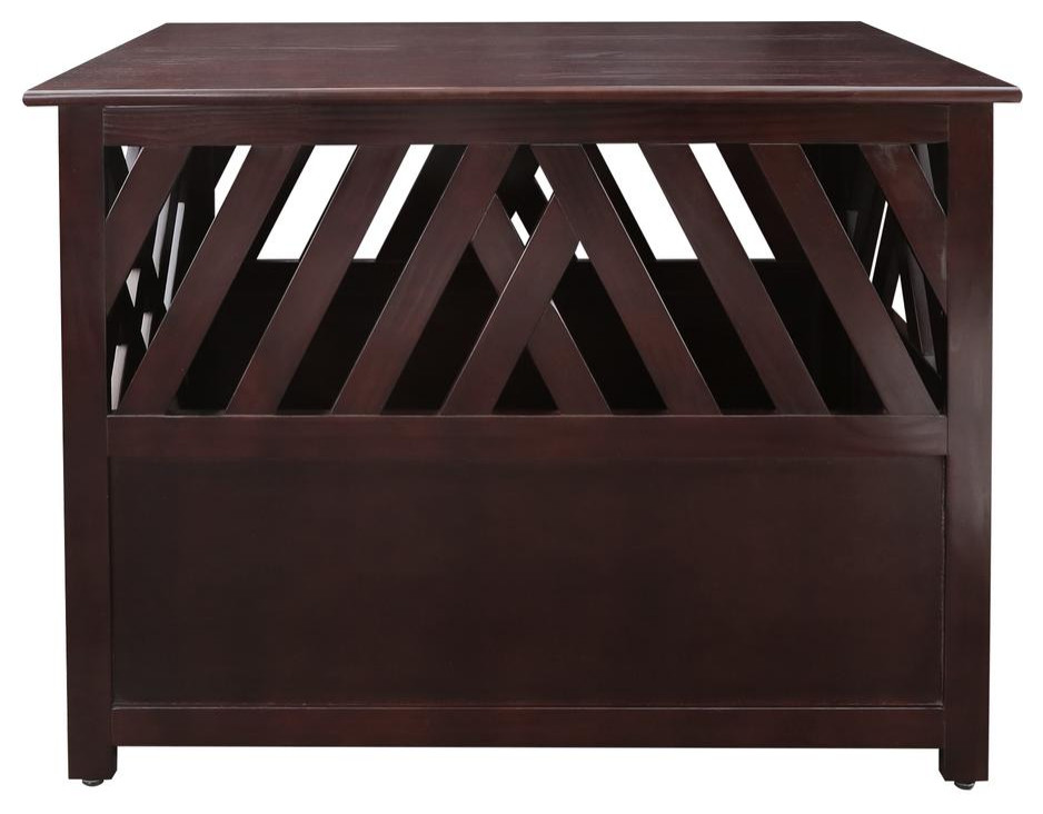 Modern Lattice Wooden Pet Crate End Table   Espresso   Modern   Accent Chests And Cabinets   by BisonOffice  Houzz