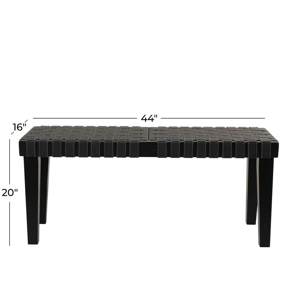 Black Wood Woven Bench   44\