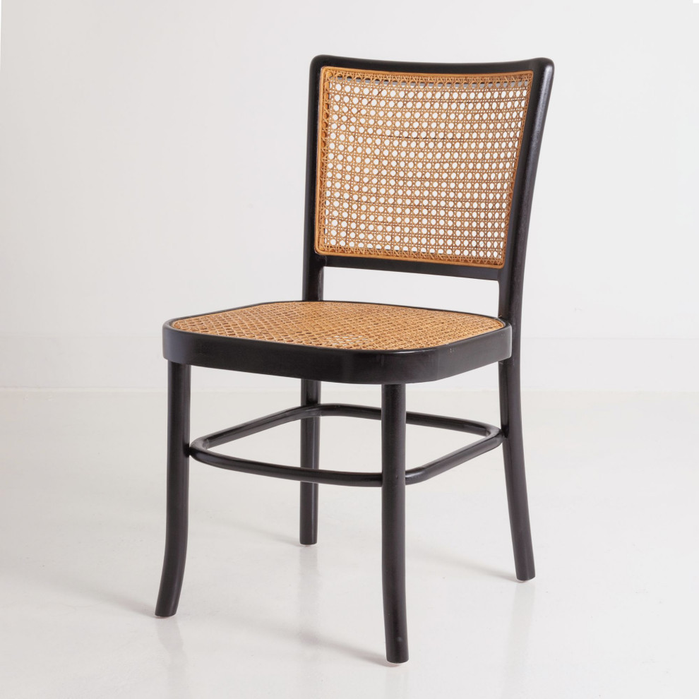 East at Main Pia Black Mahogany  ampNatural Rattan Side Chair (Set of 2)   Tropical   Dining Chairs   by East at Main  Houzz