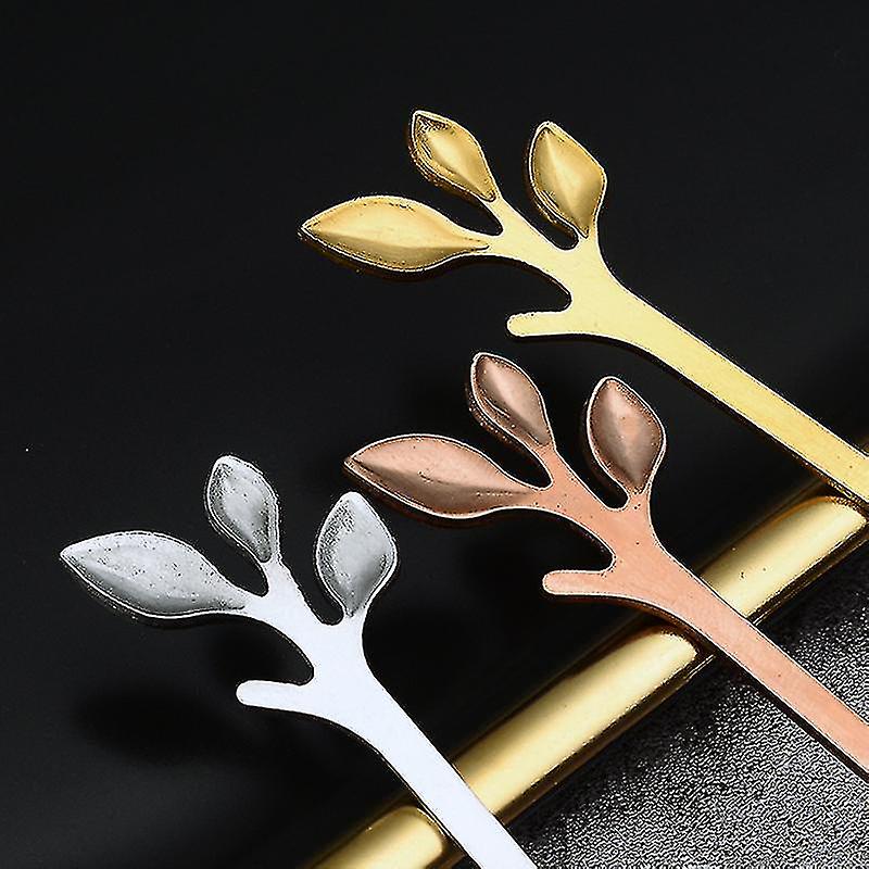 Stainless Steel Leaf Coffee Stirring Spoon Food Tableware Fork (spoon + Fork) 10 Pcs