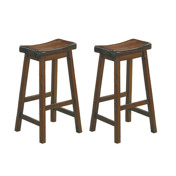 Casual Dining 29-inch Bar Height Stools 2pc Set Saddle Seat Solid Wood