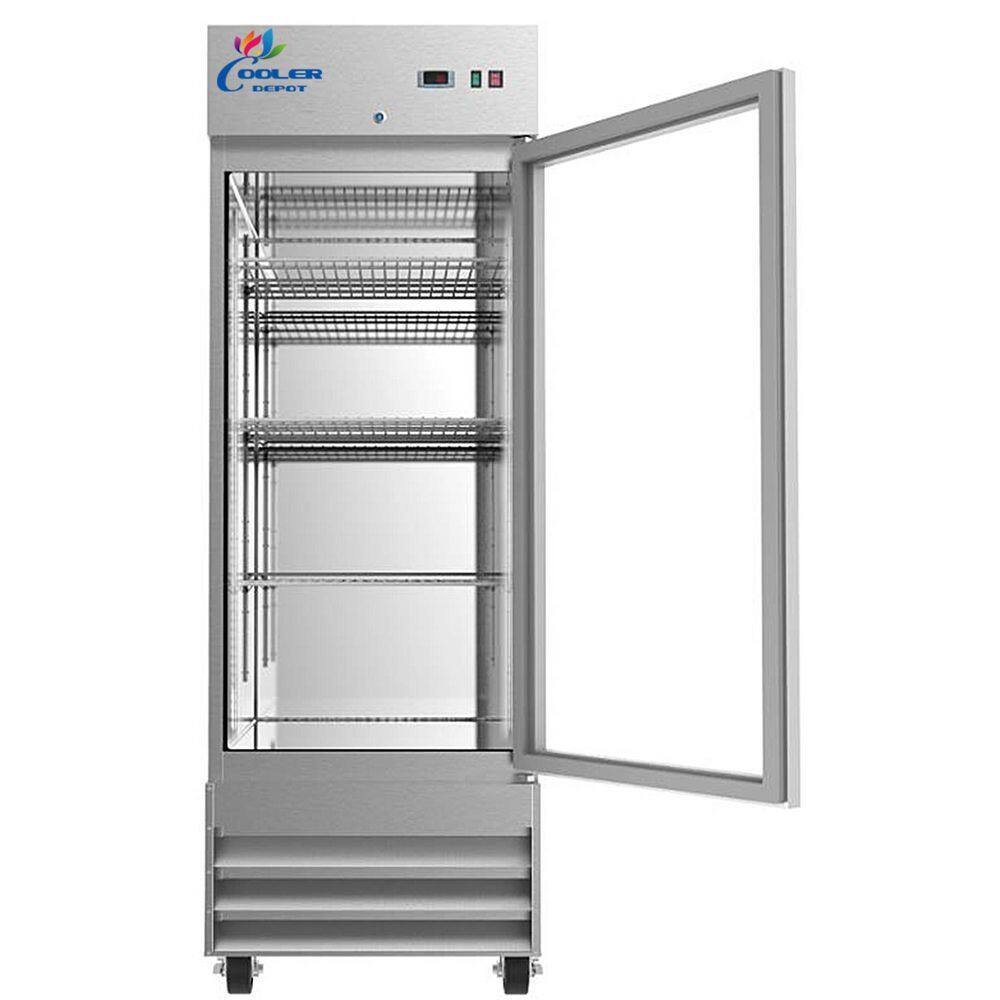 Cooler Depot 29 in. W 23 cu. ft. Single Glass Door Commercial Merchandiser Refrigerator in Stainless Steel CFD1R